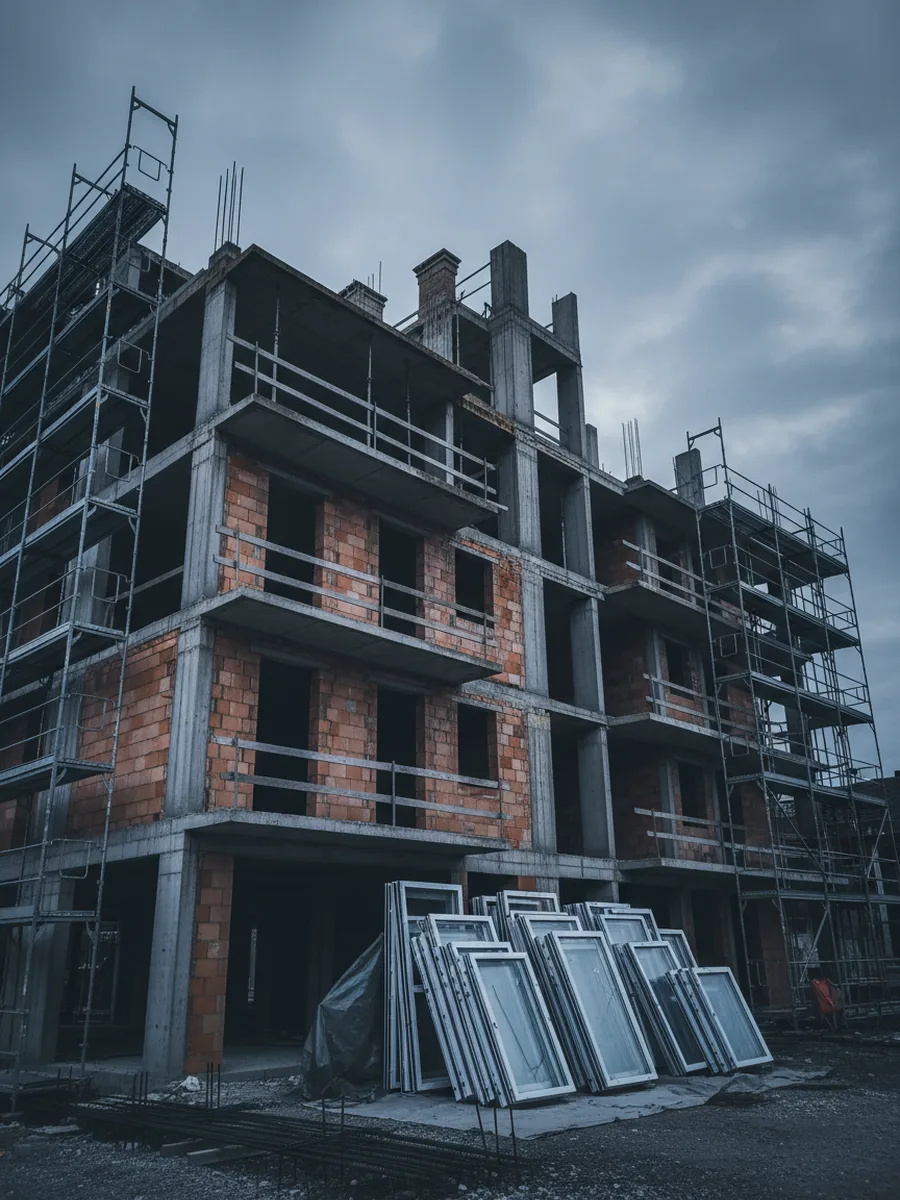 Estructura y cerramientos de un edificio residencial en obra